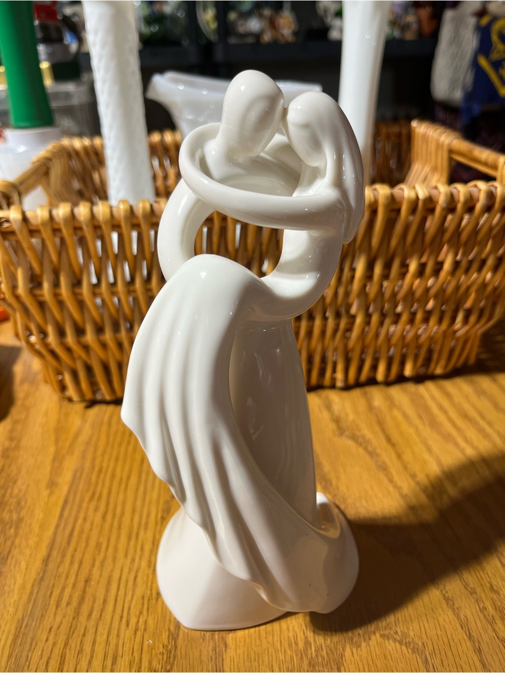 Ceramic Embrace Sculptural Couple - White